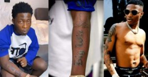 “Baba 20 meter don finish” – Speculations as GOE tattoos Wizkid’s name on his arm