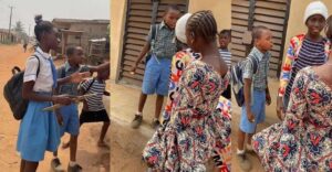“Me I no dey fear anybody” – Moment young school boy confronts older lady who tried to bÛlly him