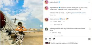 “Rest, you have no business with economy” – Netizens drag Regina Daniels for complaining about hardship while boarding private jet