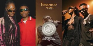 Wizkid’s hit song “Essence” makes history as it gets certified quadruple platinum in the US