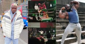 “He is big for nothing” – Video trends as Portable knocked out Kizz Daniel’s bouncer at a recent boxing match