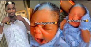“You can’t cheat in this family” – Reactions as baby is born with striking grey hair like her dad