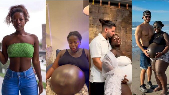 Lady stirs reactions as she shares her pregnancy transformation