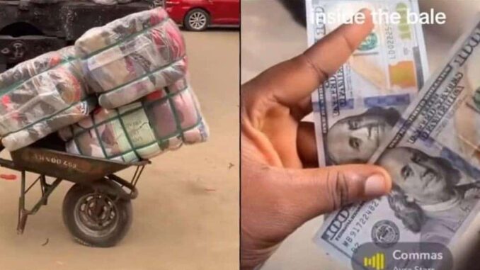 Okrika seller overjoyed as she finds $200 in bale of clothes