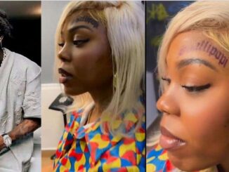 “Product of failed parenting” – Reactions as lady tattoos Shallipopi’s name on her forehead, video trends
