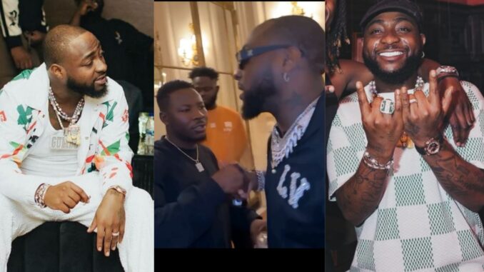 Reactions trail Davido’s unusual handshake with a man in black