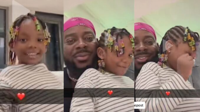 “She’s so cute” – Video trends as Adekunle Gold and his daughter Deja communicate with Yoruba language