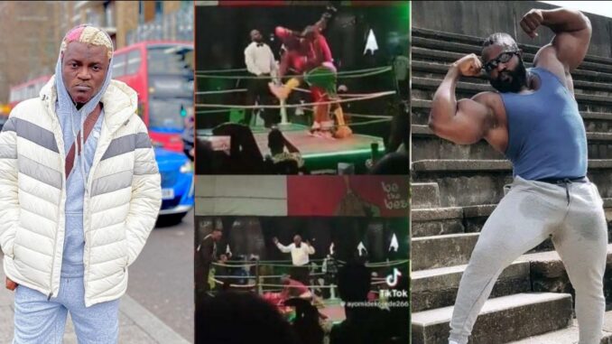 “He is big for nothing” – Video trends as Portable knocked out Kizz Daniel’s bouncer at a recent boxing match